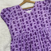 Frock Feeding Nighty, Free Size, Ankle Length, Tie-Up, Puff Sleeve Sleepwear in Softest Cotton Fabric (Bra Size 34"-38" | 50”-52″ length)